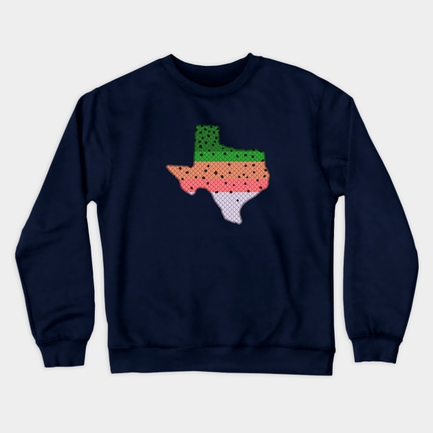 Trout Fishing Rainbow Trout Pattern Texas State Map Crewneck Sweatshirt by TeeCreations